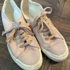 Blush/cream snakeskin superga sneakers